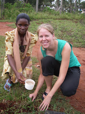 Melanie planting trees in Kenya